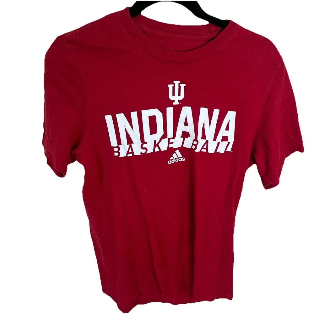 Mens Adidas‎ Indiana Hoosiers Basketball Red Short Sleeve Shirt Sz Med